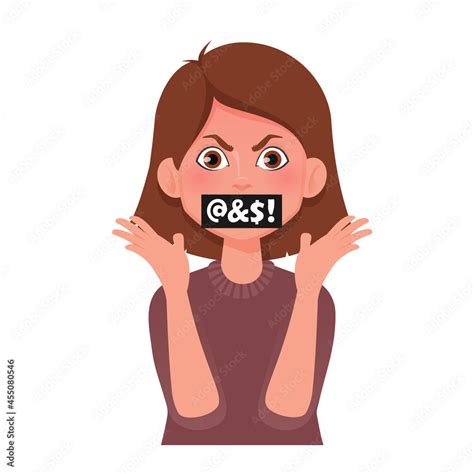 Female Using Foul Language And Swear Words Vector Illustration Stock