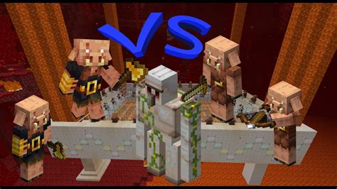 Iron Golems Vs Piglins And Piglin Brutes In Minecraft Youtube