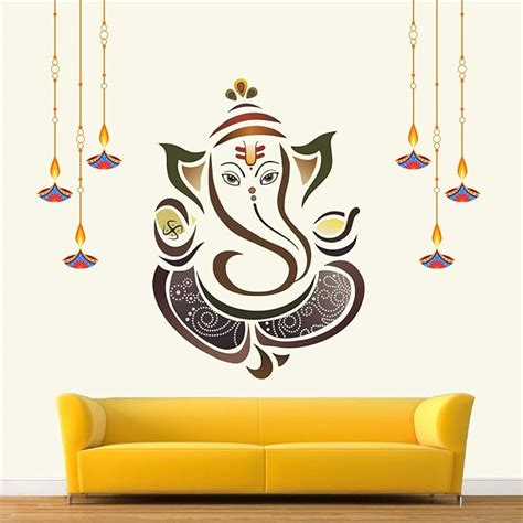 Stickme Vinyl Shree Ganesh Ganesha Ganpathi Colourful Wall Sticker