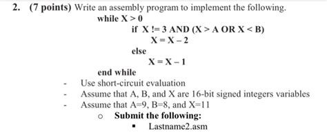 Points Write An Assembly Program To Implement Chegg