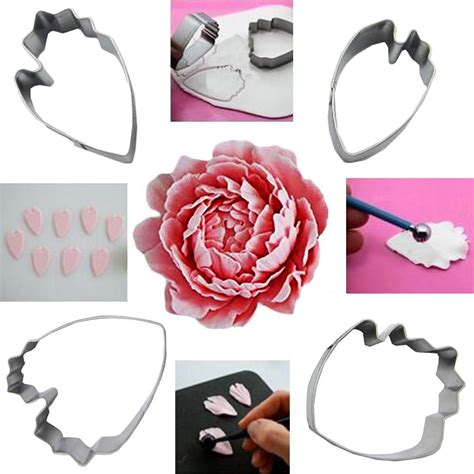 Sookoo Set Of Stainless Steel Peony Flower Cutter Decor Fondant