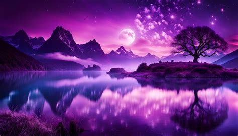 Magical and mystical landscape wallpaper in purple tones | Premium AI ...