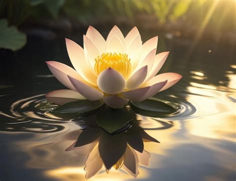 Premium Ai Image A Beautiful Lotus Flower At Sunrise Background