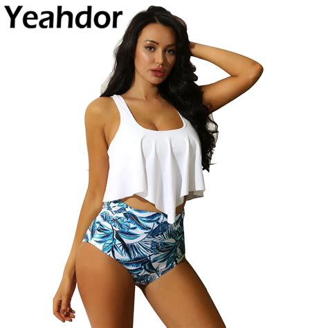 Sexy Womens Two Piece Monokini Bikini Set Swimwear Bathing Suits Beachwear Strappy Ruffled