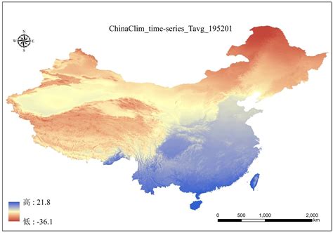 中国区域1km逐月平均温度数据集（1952 2019年） 国家冰川冻土沙漠科学数据中心