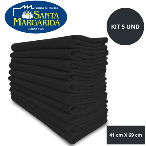 Pano De Prato Liso Cor Preto Kit Unidades Bainha P De Galinha