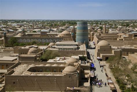 Vogelperspektive Der Alten Stadt In Khiva Usbekistan Stockbild Bild