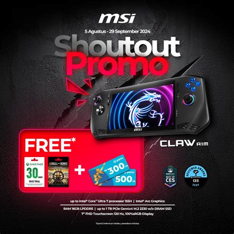 Jual MSI Claw A1M Intel Ultra 5 135H Intel Arc 16GB 512GB 7 FHD 120Hz