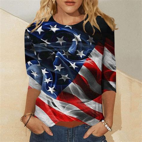 Chmora Patriotic T Shirts For Women American Flag Tops Th Of July