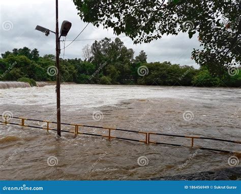 River Overflow Over the Bridge Stock Image - Image of soil, sand: 186456949