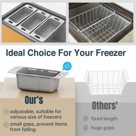 Snapklik Adjustable Chest Freezer Basket Freezer Organizer Bins