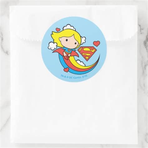 Chibi Supergirl Flying Rainbow Classic Round Sticker Zazzle