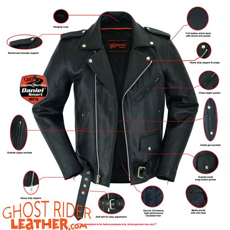 Leather Motorcycle Jacket - Men's - Police Style - Big and Tall ...