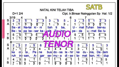 Audio Tenor Natal Kini Telah Tiba Baca Not Angka Ir Binsar