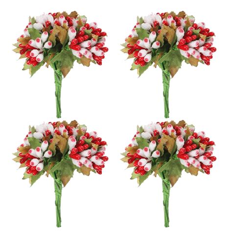 Uxcell Artificial Flower Stamen Mini Berry Picks Bunch Fruit Floral