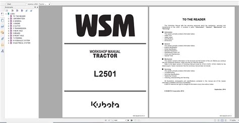 Kubota Tractor L Workshop Manual