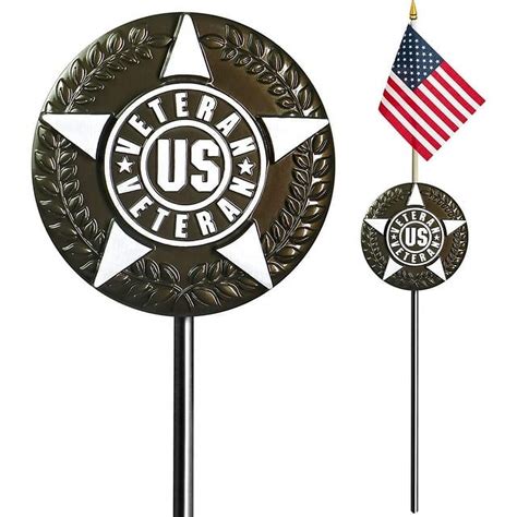 Anley Us Veteran Grave Marker With Us Stick Flag Inch Tall