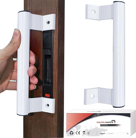 Young Dance Aluminum Sliding Glass Door Pull - 8" White, Fits 6-5/8