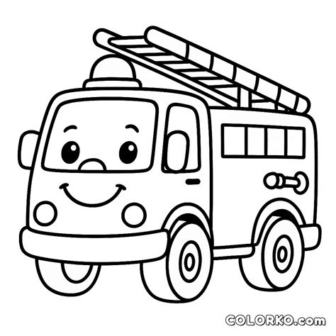 smiling fire truck coloring page  toddlers