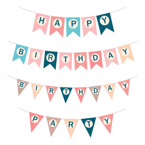 Premium Vector | Vector Happy Birthday flags. Printable template flags ...