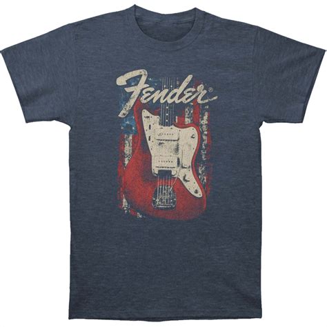 Fender Fender Men S Flag Guitar Slim Fit T Shirt Medium Heather Navy