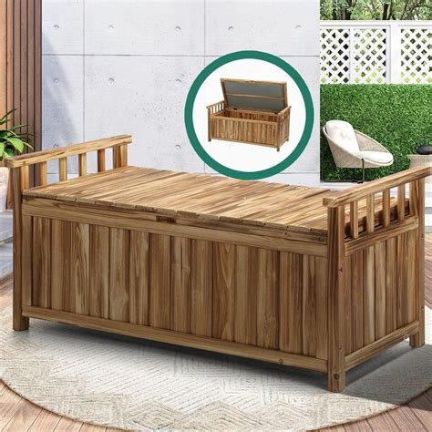 Livsip Outdoor Storage Box Garden Bench Wooden Chest Toy Tool Cabinet