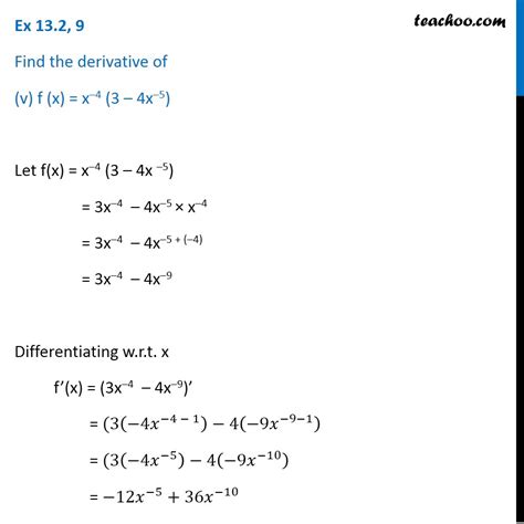 Ex 12 2 9 Find The Derivative Of X 4 3 4x 5 Teachoo