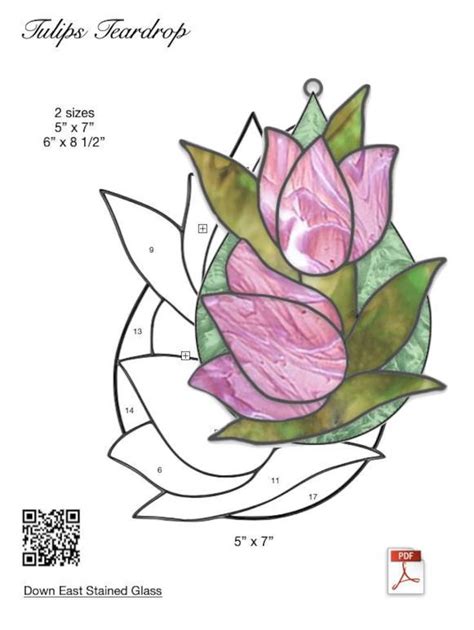 Tulips Teardrop Stained Glass Pattern Etsy In 2024 Stained Glass