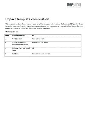 Fillable Online Impact Template Compilation Fax Email Print Pdffiller