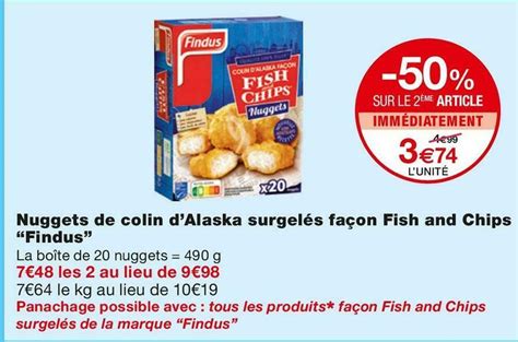 Promo Findus nuggets de colin dalaska surgelés façon fish and chips