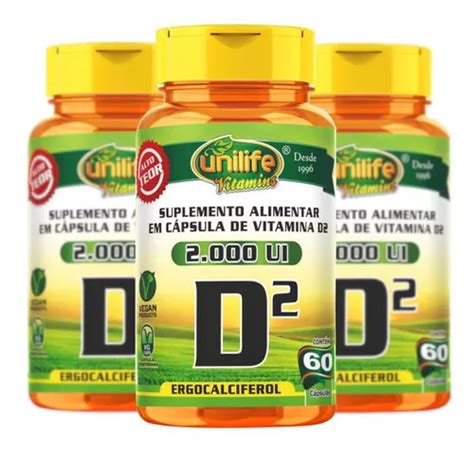 Suplemento en cápsulas Unilife Vitamina D2 Ergocalciferol minerales