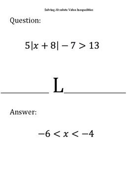 Scavenger Hunt Review Solving Absolute Value Inequalities By Classroom