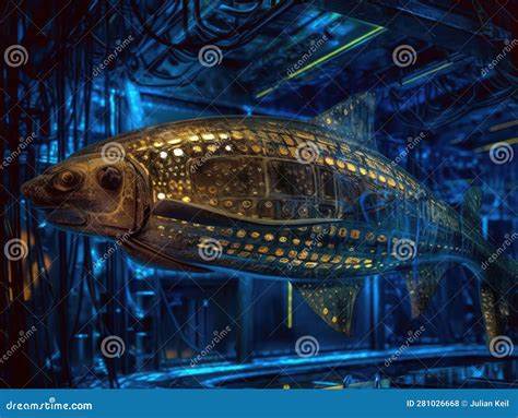 Cyberfish Swims In Hightech Tank Stock Illustration Illustration Of