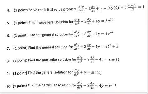 Solved Solve The Initial Value Problem D 2 Y Dt 2 2 Dy Dt Chegg