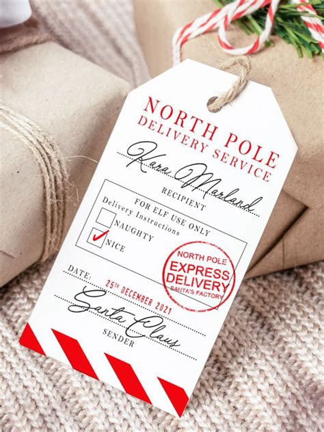 Personalised North Pole Gift Tag Christmas Gift Tag North Pole