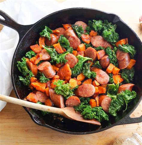 Sautéed Kielbasa And Butternut Squash Skillet Cook At Home Mom