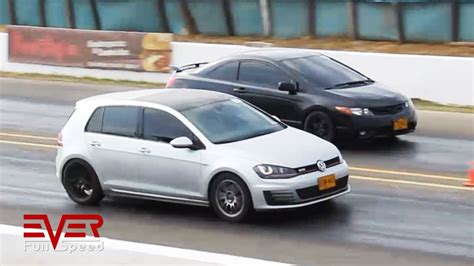 Honda Civic Vs Volkswagen Golf Gti Drag Races Youtube