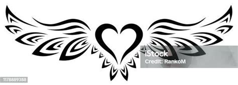 Tribal Tattoo Heart With Wings Stock Illustration Download Image Now