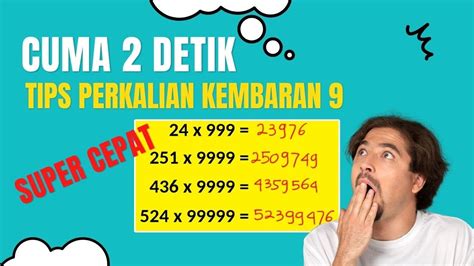 Trik Perkalian Cepat 99 Dan Kembarannya Tips Perkalian 99 Youtube