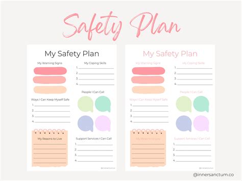 Printable Safety Crisis Plan Worksheet Therapy Aid, School Counselor