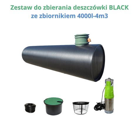 Zestaw na deszczówkę ze zbiornikiem BLACK 4000l 4m3 długość 3 7