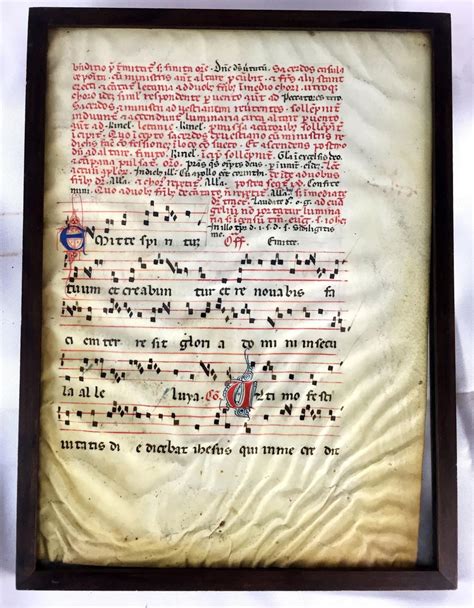 Late 15h Century Vellum Gregorian Chant Antiphonal Leaf Par Unknown