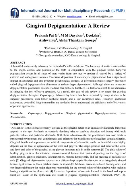 Pdf Gingival Depigmentation A Review