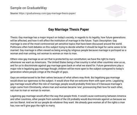 ⇉gay Marriage Thesis Paper Essay Example Graduateway