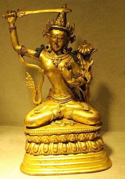 Wholesale Factory Tibet Fane 100 Bronze 24K Gold Manjusri Bodhisattva