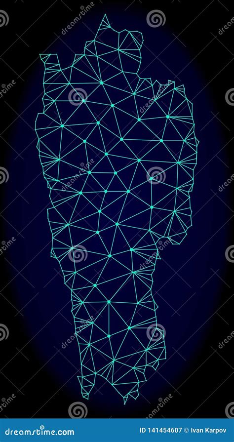 Polygonal 2D Mesh Vector Abstract Map Of Mizoram State Stock Vector