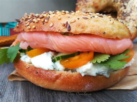 Bagels au Saumon Fromage Frais Epicé Ma Cuisine Bleu Combava