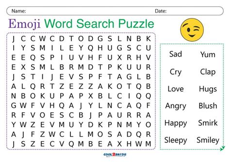 Emoji Word Search Printable Templates Free