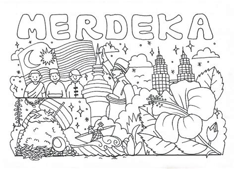 Merdeka Poster Poster Drawing Planet Coloring Pages Simple Line Drawings