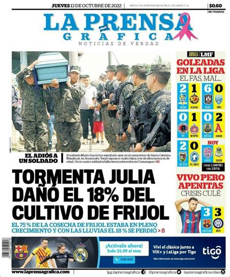 Journal La Prensa Gráfica El Salvador Les Unes des journaux de El